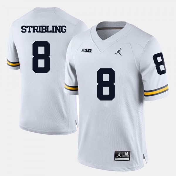 University of Michigan #8 For Men's Channing Stribling Jersey White University College Football